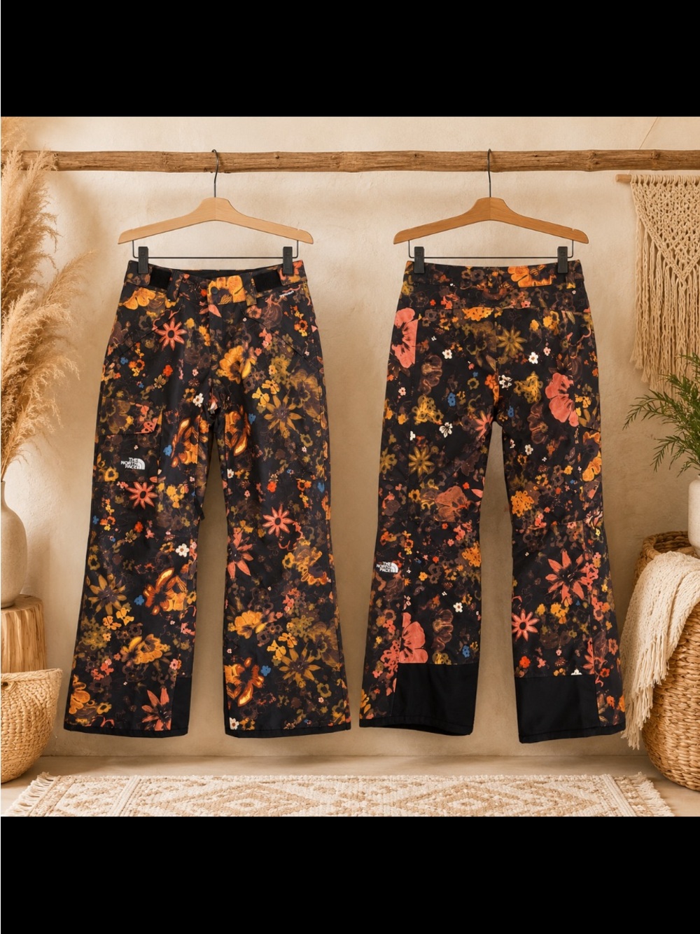 The North Face Women's Black Floral Wide-Leg Snow/Ski Pants